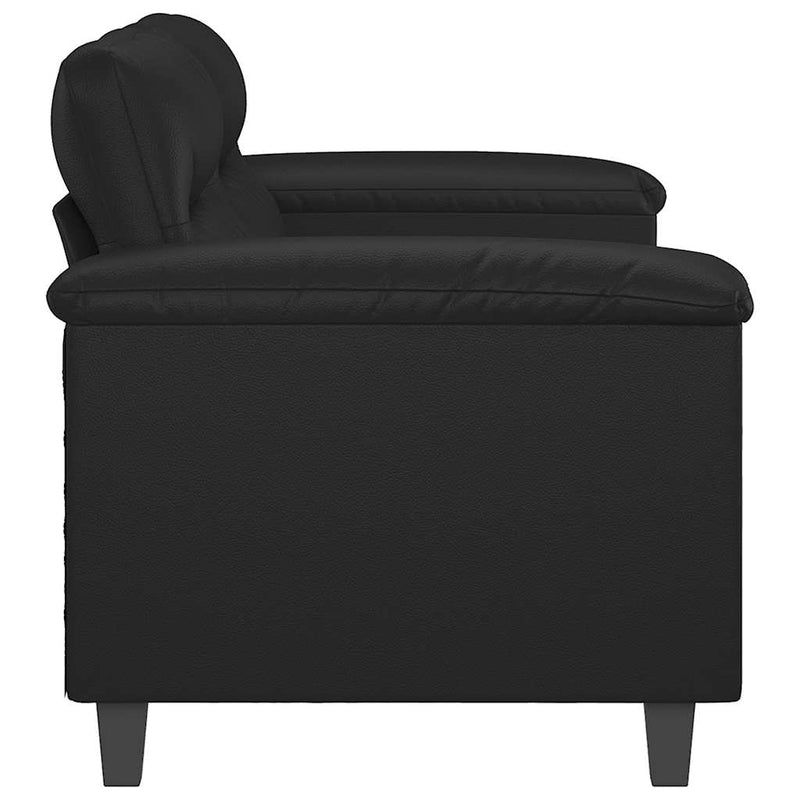 Canapea cu 2 locuri, negru, 140 cm, piele ecologică