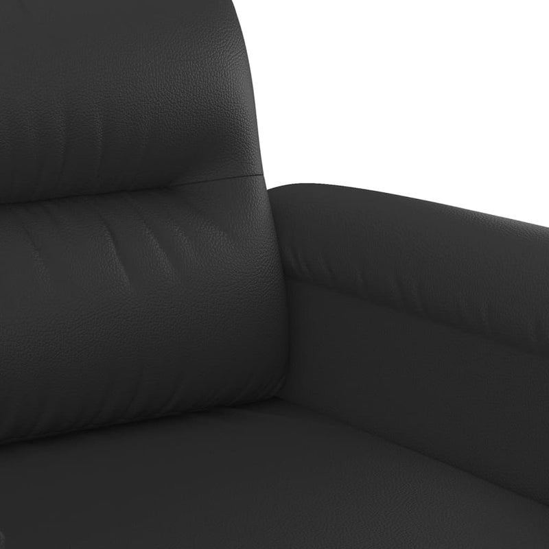 Canapea cu 2 locuri, negru, 140 cm, piele ecologică