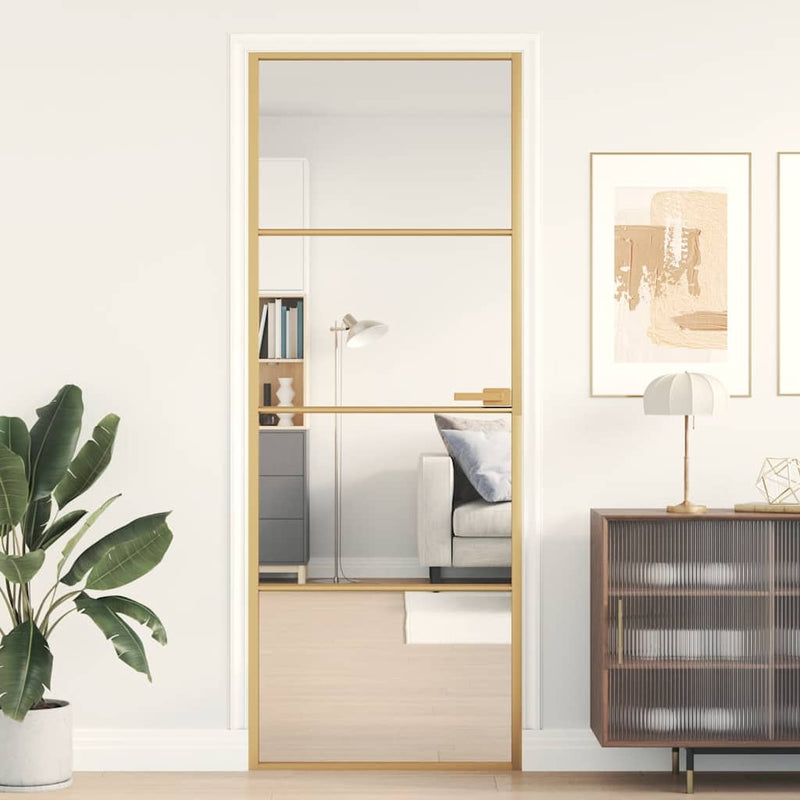 Ușă interior Slim auriu 76x201,5 cm sticlă securizată/aluminiu