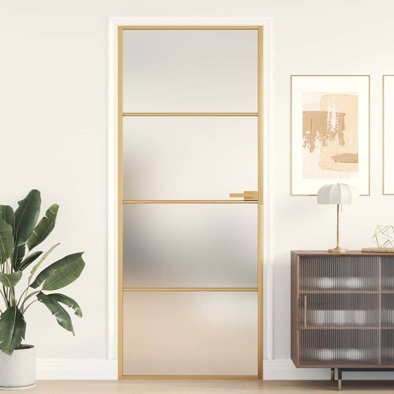 Ușă de interior Slim auriu 83x201,5cm sticlă temperată/aluminiu