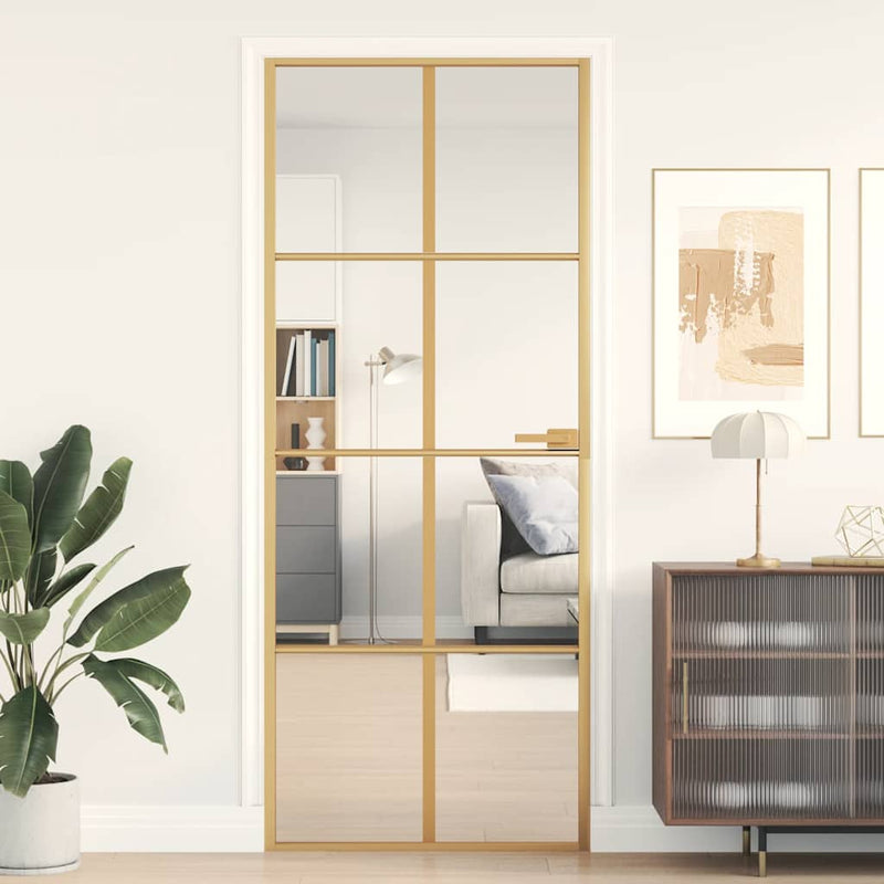 Ușă de interior Slim auriu 83x201,5cm sticlă temperată/aluminiu