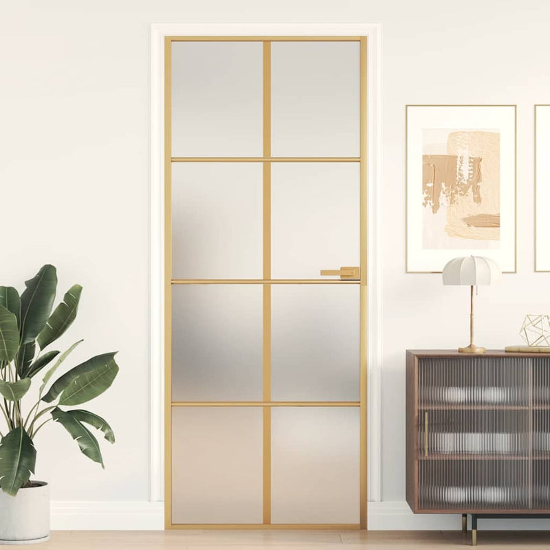 Ușă de interior Slim auriu 83x201,5cm sticlă temperată/aluminiu