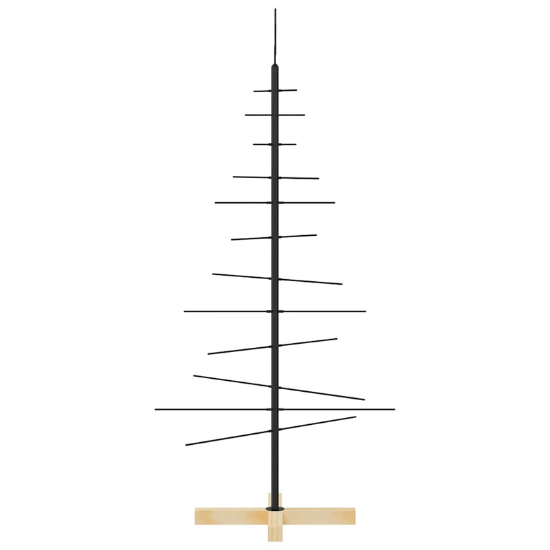 Brad de Crăciun din metal cu bază din lemn, negru, 120 cm