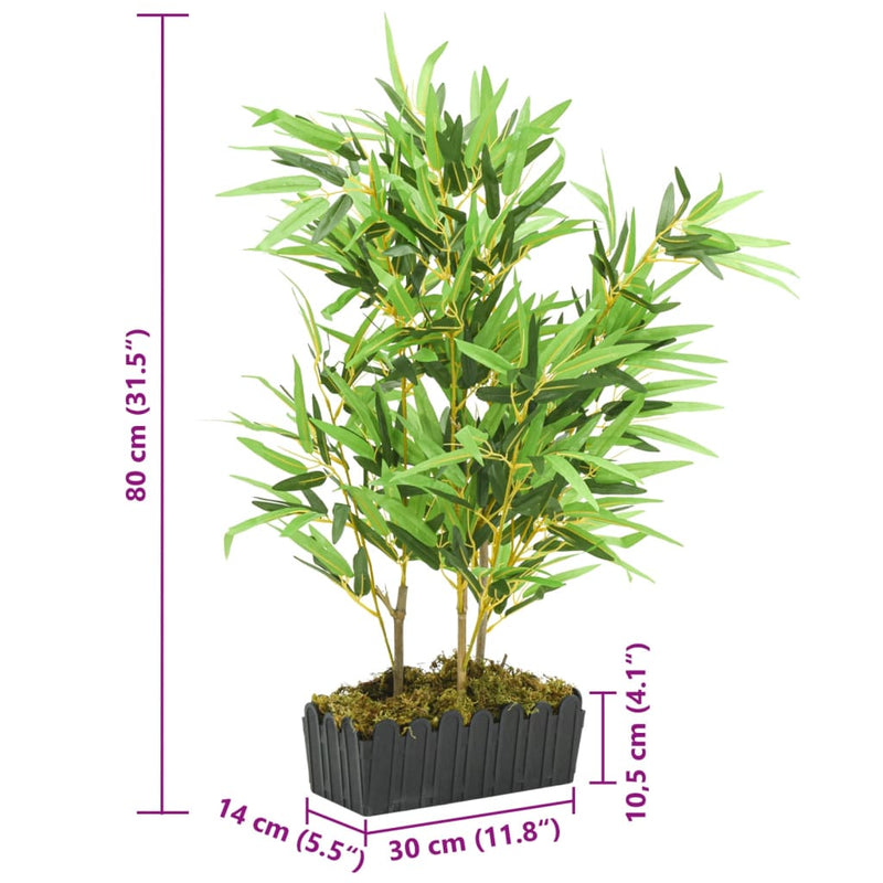 Arbore din bambus artificial 500 de frunze 80 cm verde