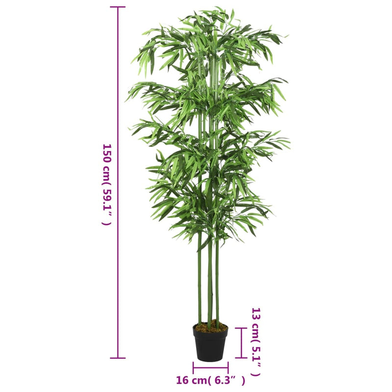 Arbore din bambus artificial 576 de frunze 150 cm verde