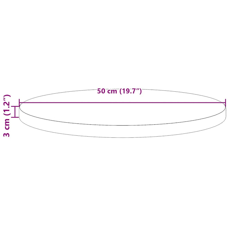 Blat de masă rotund, alb, Ø50x3 cm, lemn masiv de pin