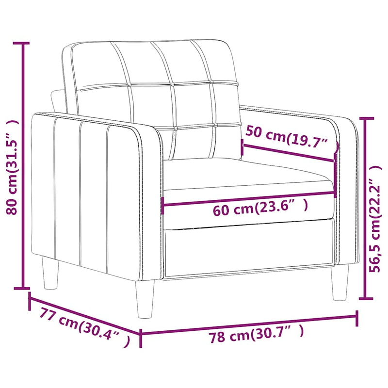 Fotoliu canapea, gri închis, 60 cm, material textil