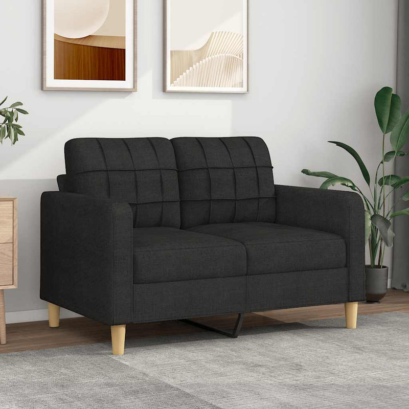 Canapea cu 2 locuri, negru, 120 cm, material textil