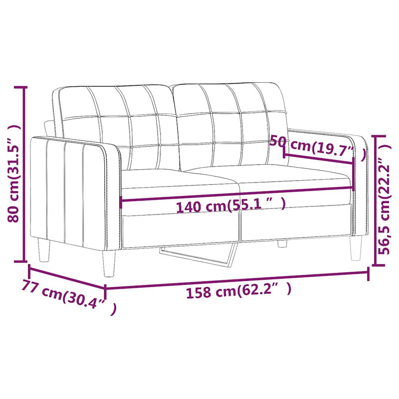 Canapea cu 2 locuri, roșu vin, 140 cm, material textil