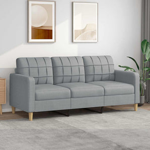 Canapea cu 3 locuri, gri deschis, material 180CM textil