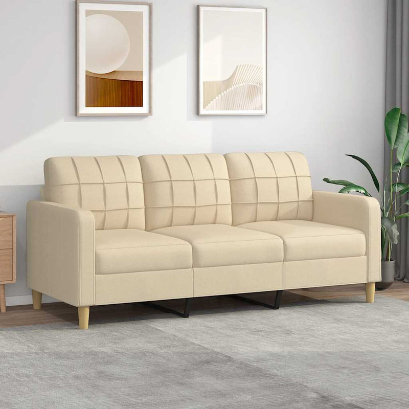 Canapea cu 3 locuri, crem, 180 cm, material textil