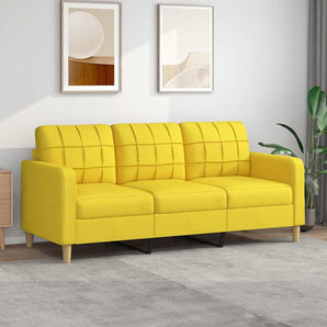 Canapea cu 3 locuri, galben deschis, 180 cm, material textil