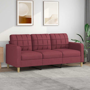 Canapea cu 3 locuri, roșu vin, 180 cm, material textil
