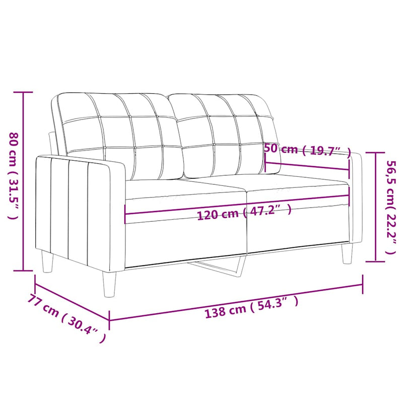 Canapea cu 2 locuri, gri, 120 cm, piele ecologică