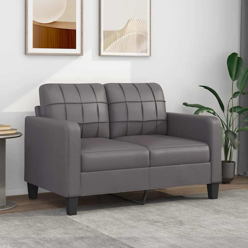Canapea cu 2 locuri, gri, 120 cm, piele ecologică