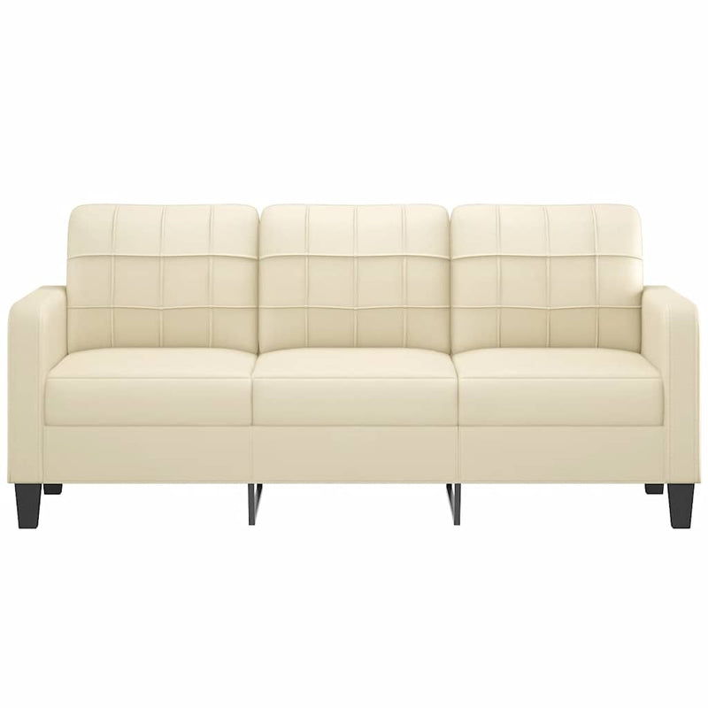 Canapea cu 3 locuri, crem, 180 cm, piele ecologică