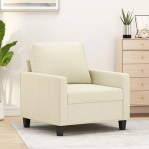 Canapea de o persoană, crem, 60 cm, piele ecologică