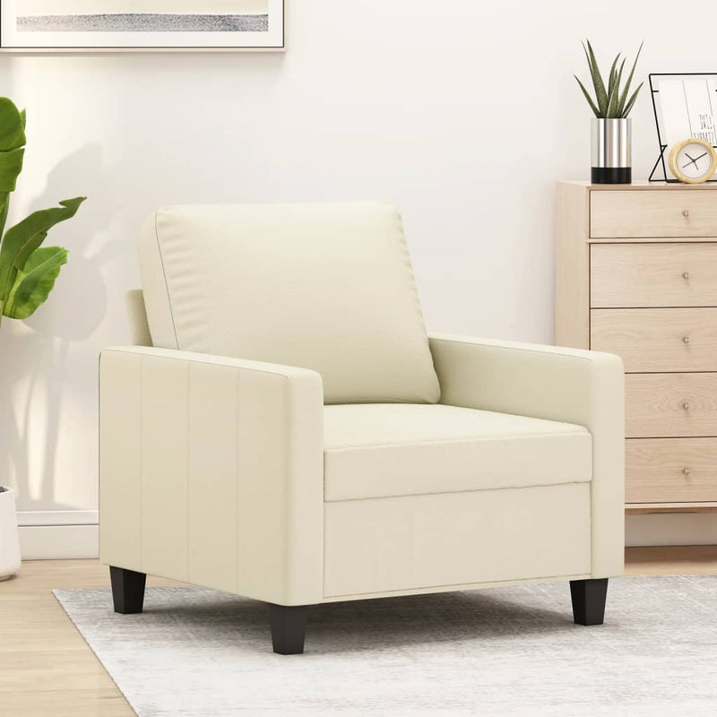 Canapea de o persoană, crem, 60 cm, piele ecologică