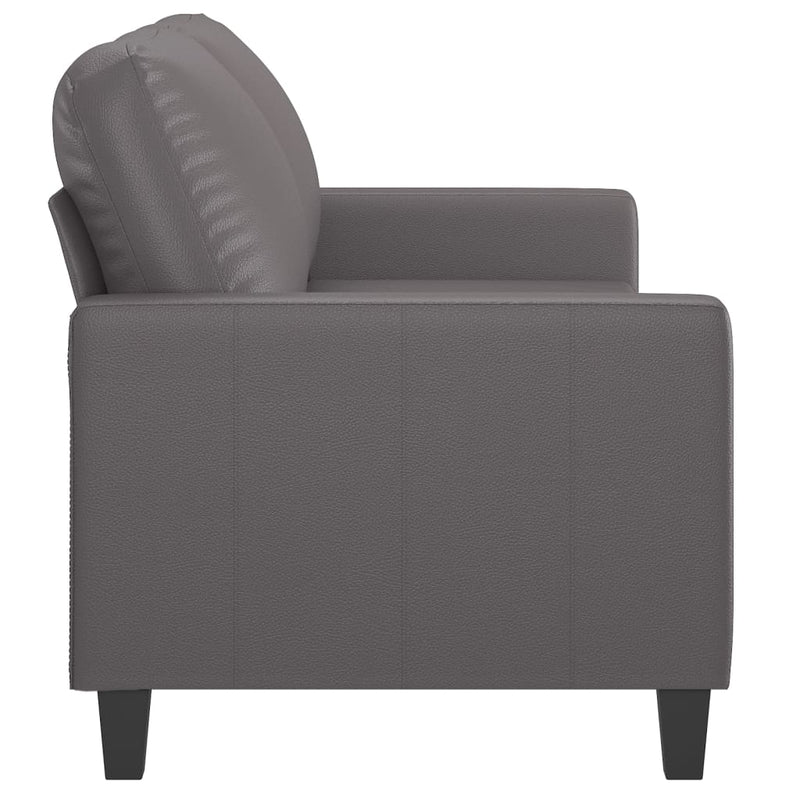 Canapea cu 2 locuri, gri, 140 cm, piele ecologică