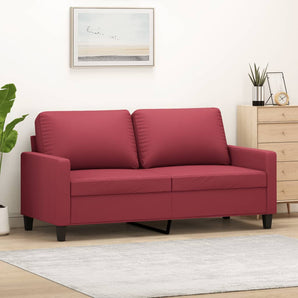 Canapea cu 2 locuri, roșu vin, 140 cm, piele ecologică