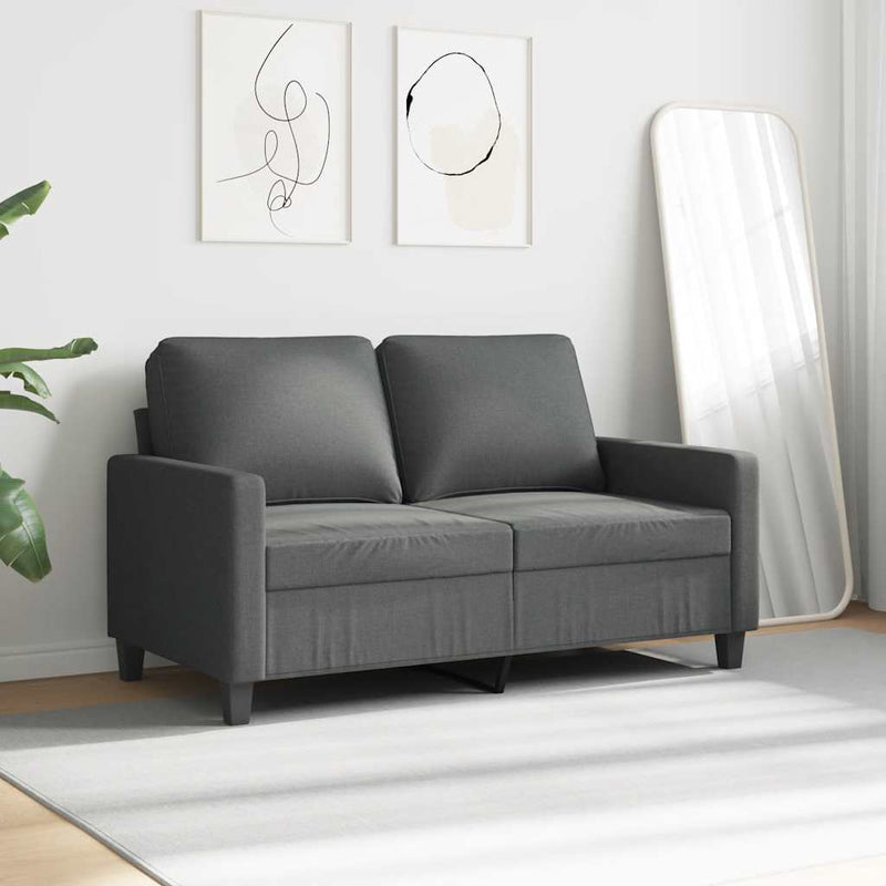 Canapea cu 2 locuri, gri închis, 120 cm, material textil