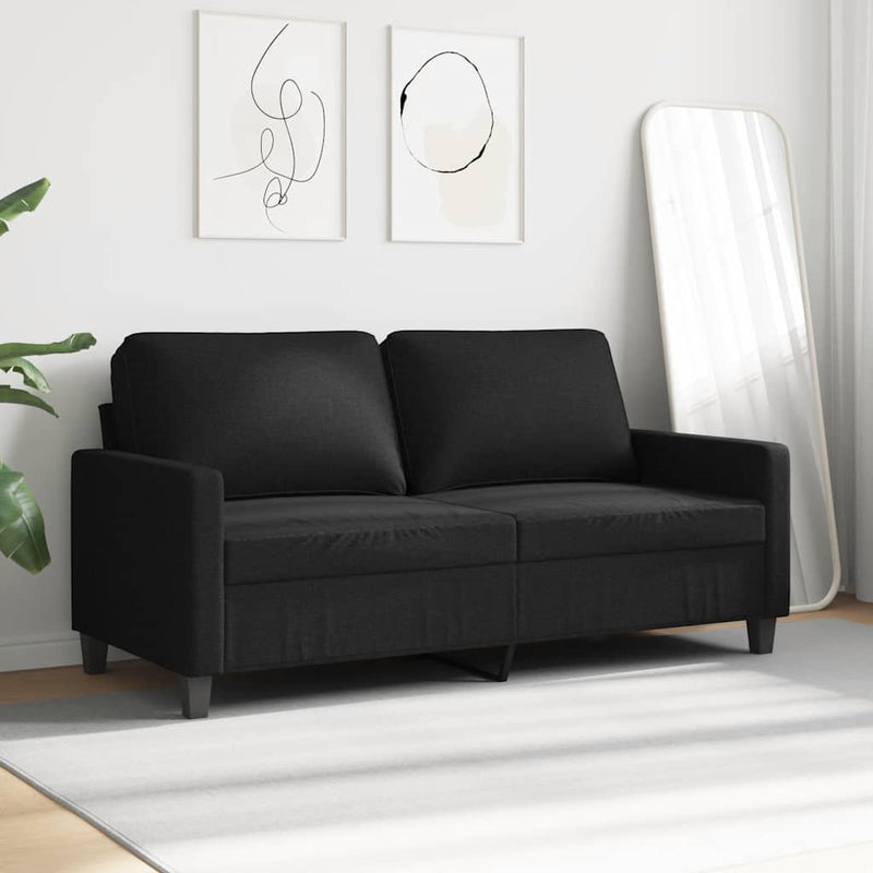 Canapea cu 2 locuri, negru, 140 cm, material textil