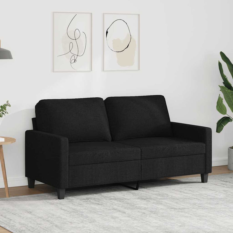 Canapea cu 2 locuri, negru, 140 cm, material textil