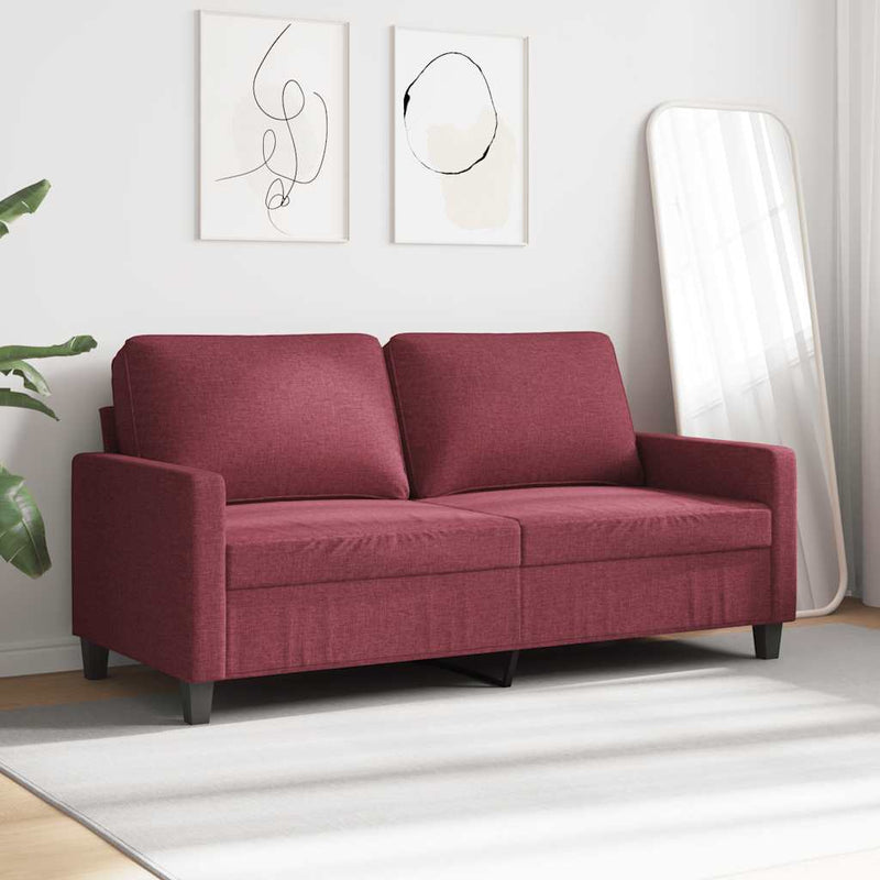 Canapea cu 2 locuri, roșu vin, 140 cm, material textil