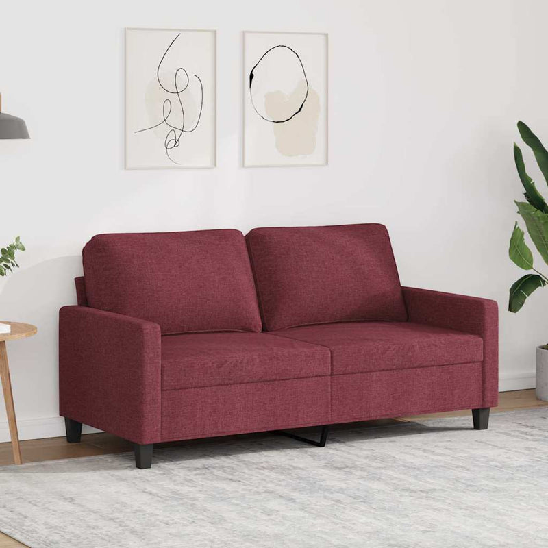 Canapea cu 2 locuri, roșu vin, 140 cm, material textil