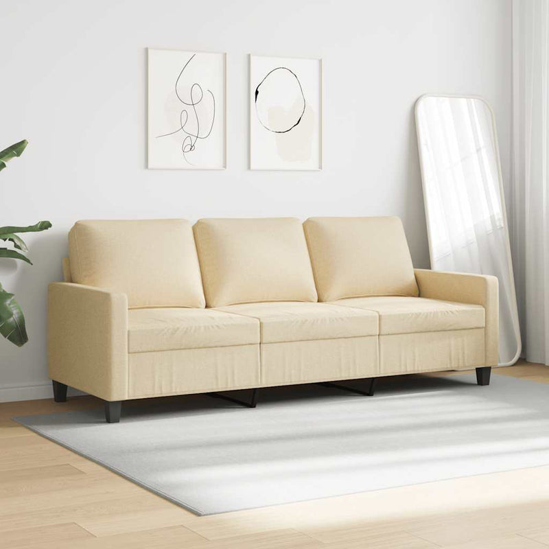 Canapea cu 3 locuri, crem, 180 cm, material textil