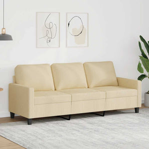 Canapea cu 3 locuri, crem, 180 cm, material textil