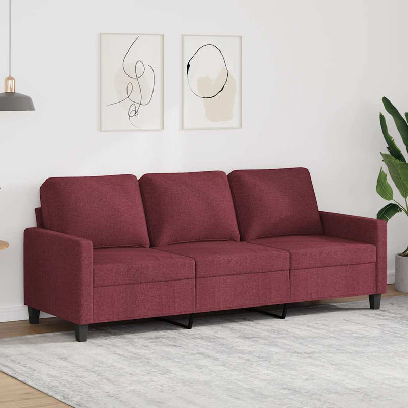 Canapea cu 3 locuri, roșu vin, 180 cm, material textil