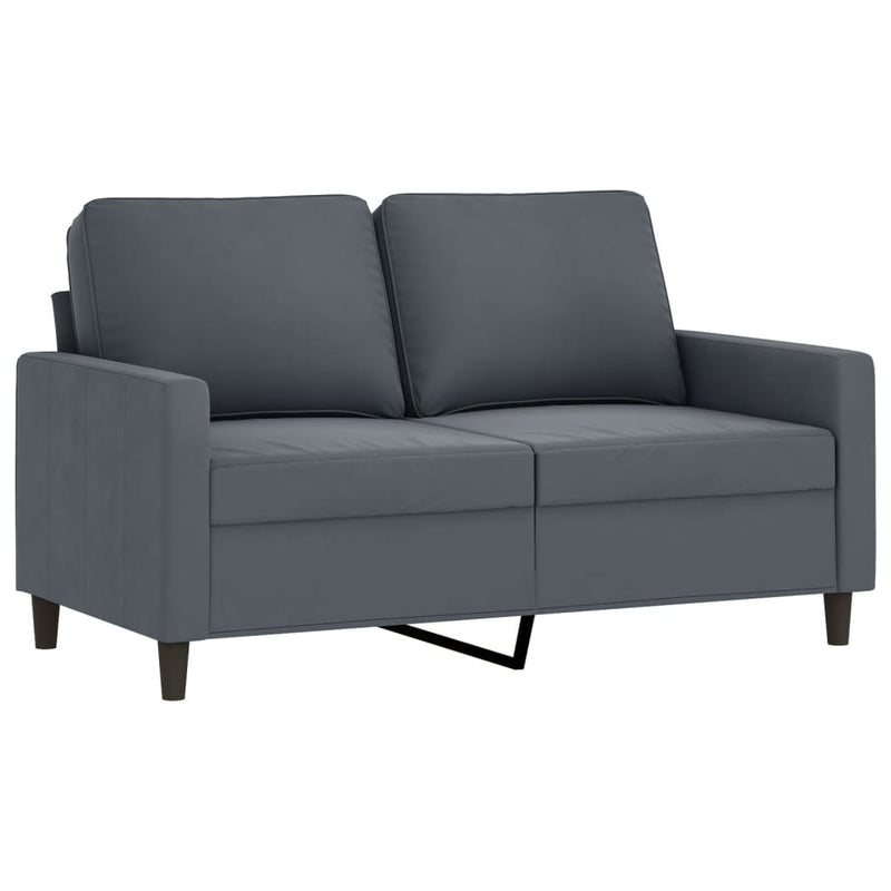 Canapea cu 2 locuri, gri închis, 120 cm, catifea