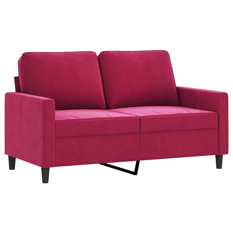Canapea cu 2 locuri, roșu vin, 120 cm, catifea