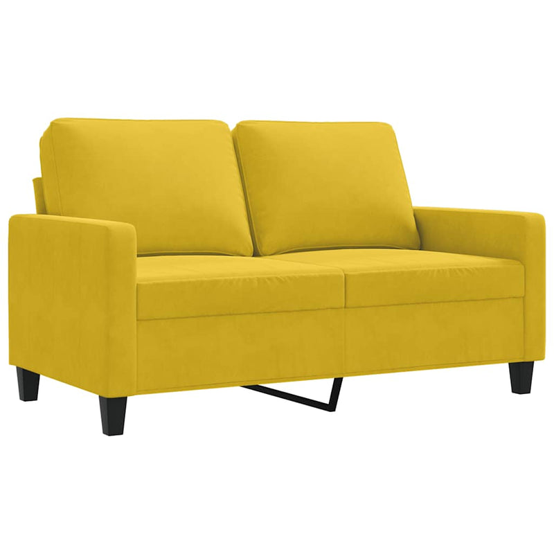 Canapea cu 2 locuri, galben, 120 cm, catifea