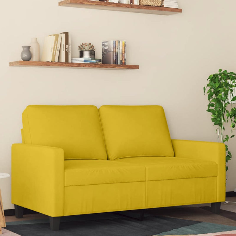 Canapea cu 2 locuri, galben, 120 cm, catifea