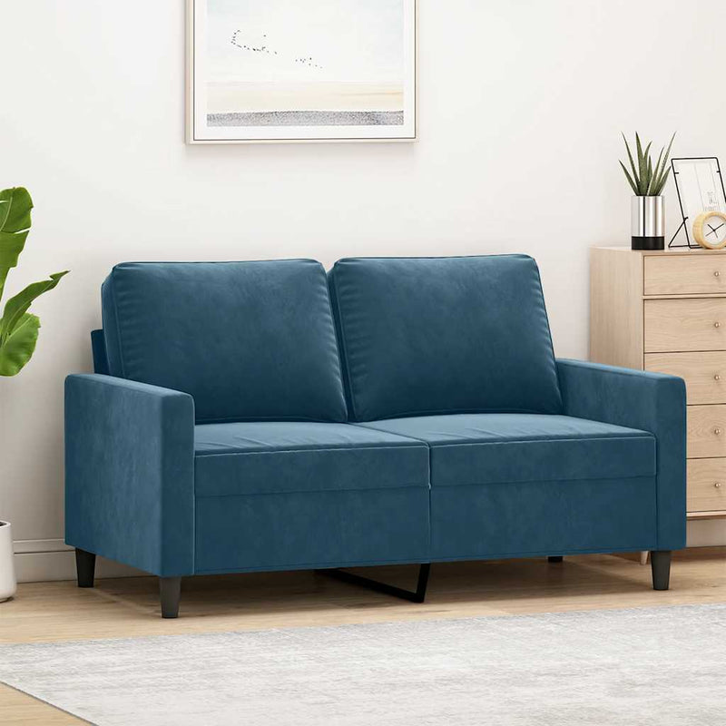 Canapea cu 2 locuri, albastru, 120 cm, catifea