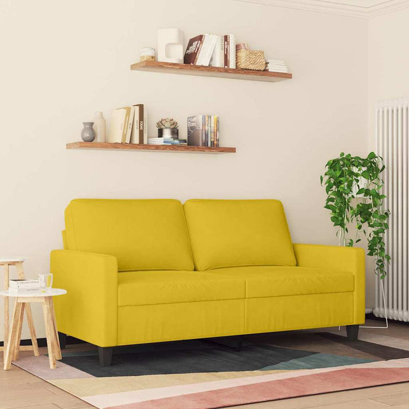 Canapea cu 2 locuri, galben, 140 cm, catifea