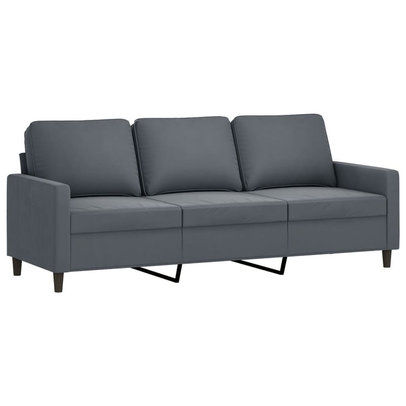 Canapea cu 3 locuri, gri închis, 180 cm, material catifea