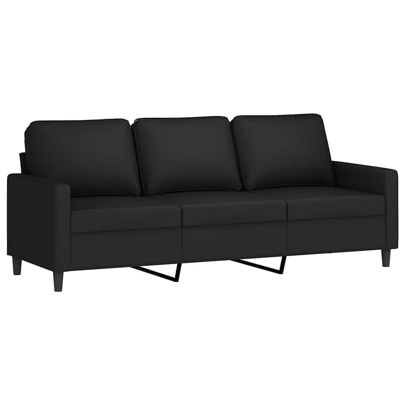 Canapea cu 3 locuri, Negru, 180 cm, catifea