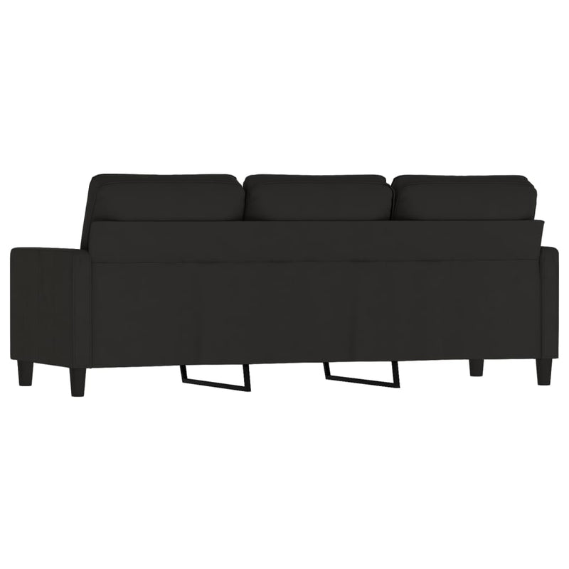 Canapea cu 3 locuri, Negru, 180 cm, catifea