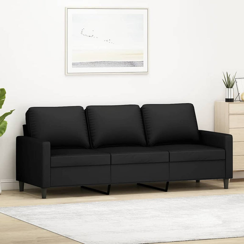 Canapea cu 3 locuri, Negru, 180 cm, catifea
