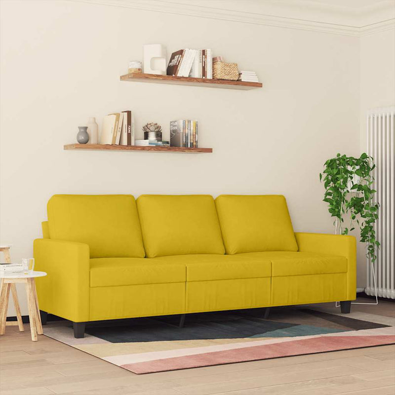 Canapea cu 3 locuri, galben, 180 cm, catifea