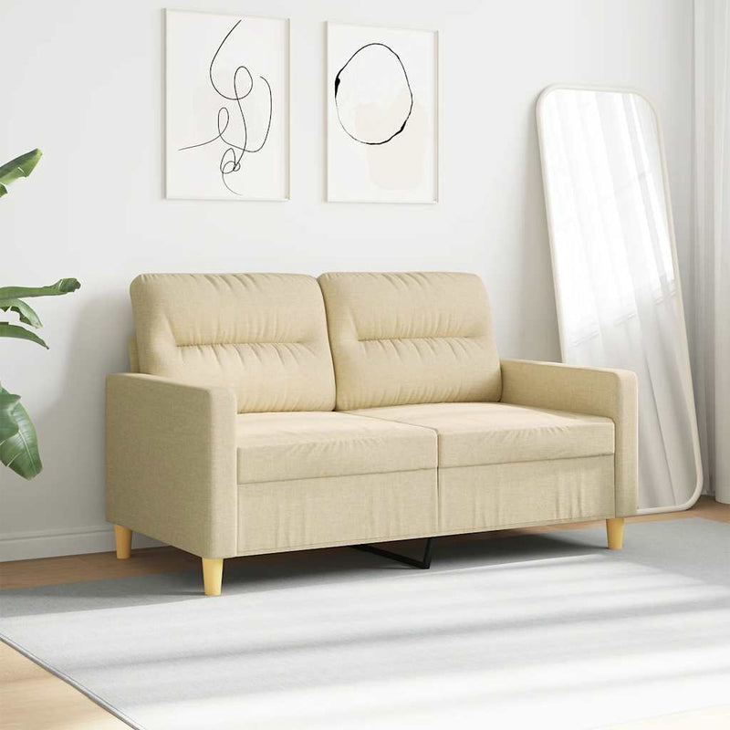 Canapea cu 2 locuri, crem, 120 cm, material textil