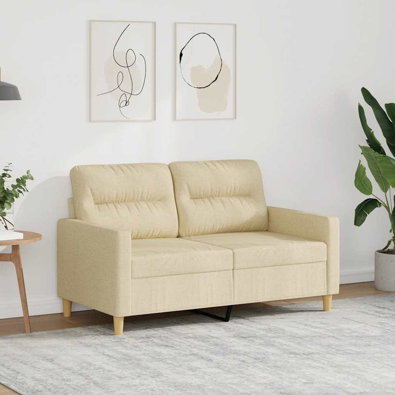 Canapea cu 2 locuri, crem, 120 cm, material textil