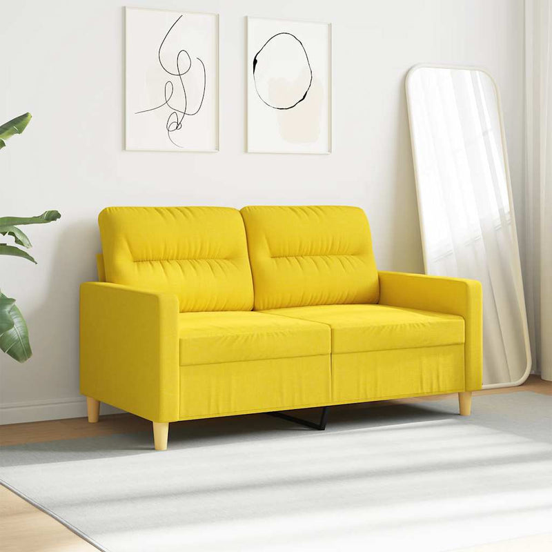Canapea cu 2 locuri, galben deschis, 120 cm, material textil
