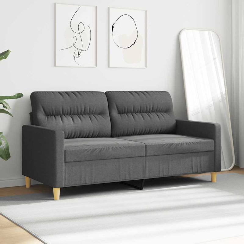 Canapea cu 2 locuri, gri închis, 140 cm, material textil