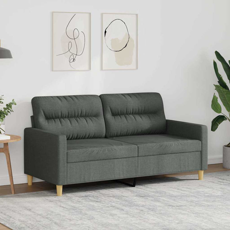 Canapea cu 2 locuri, gri închis, 140 cm, material textil