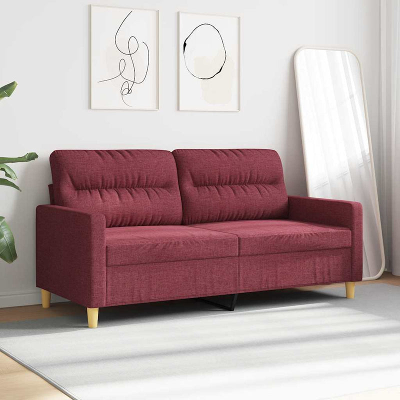 Canapea cu 2 locuri, roșu vin, 140 cm, material textil
