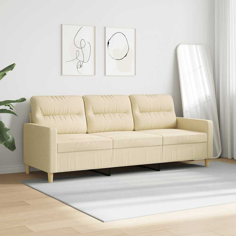 Canapea cu 3 locuri, crem, 180 cm, material textil